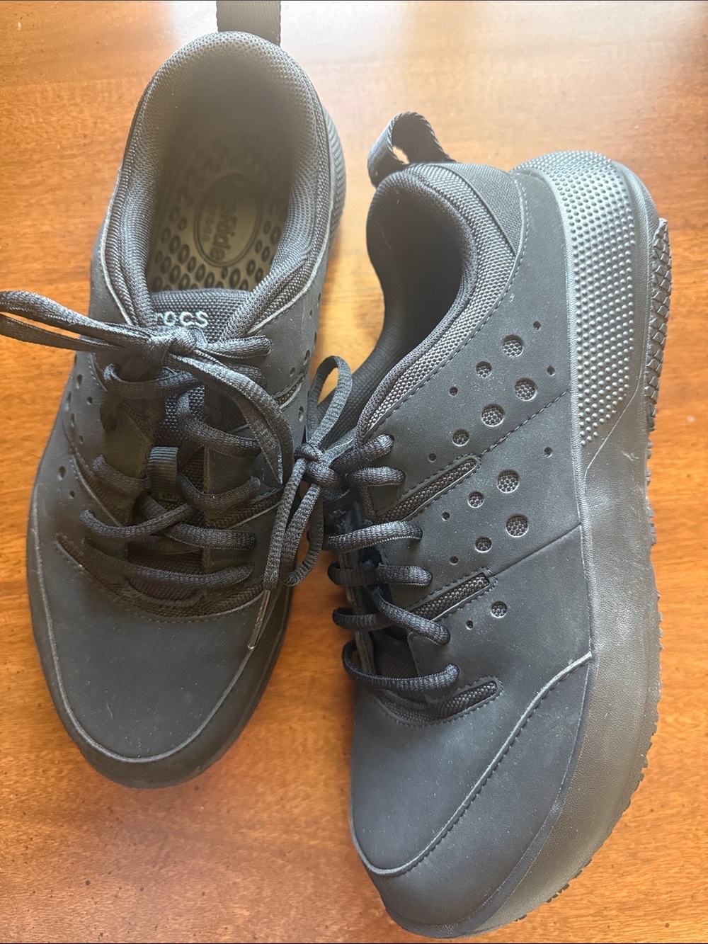 CROCS LiteRide Men's All-Black Lace-Up Athletic Sneakers
